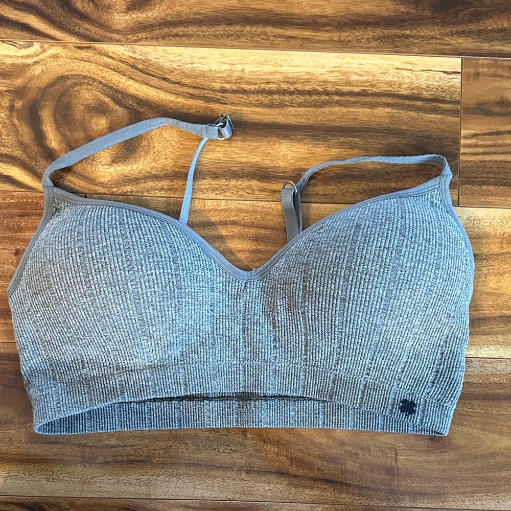 Lucky Brand Ribbed Light Gray Bra with Adjustable Straps - Picture 1 of 3